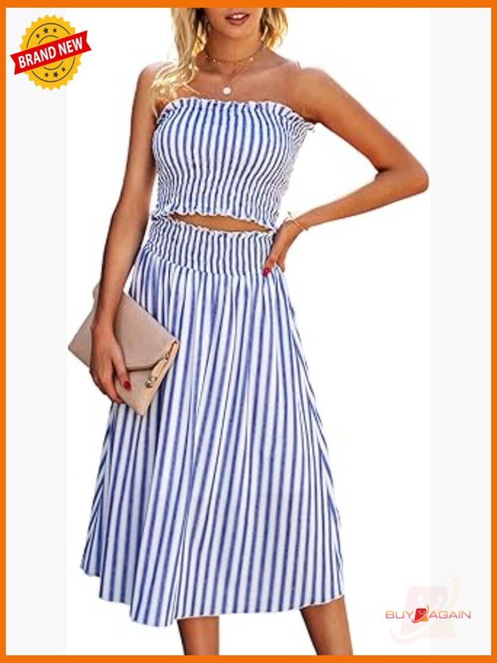 Women's Floral Crop Top Maxi Skirt Set 2 Piece Outfit Strapless